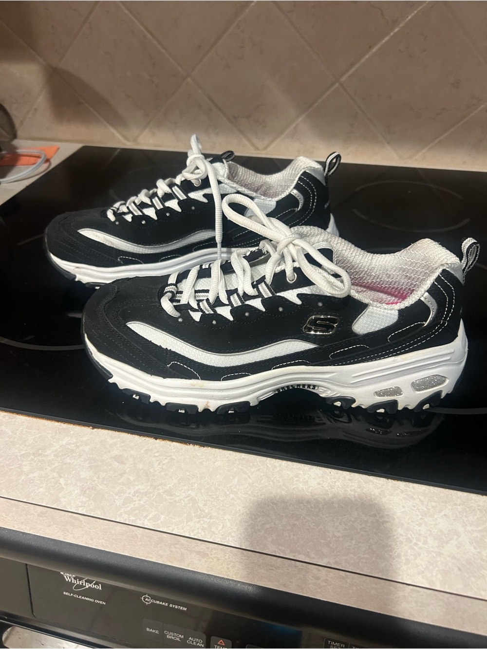 Skechers Black and White Women's Chunky Athletic Sneakers